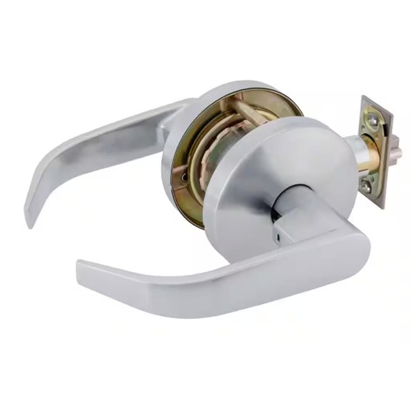 Commercial Keyed Curved Lever Cylindrical UL 3Hr Fire ANSI Grd 2, Satin Chrome - Picture 1 of 12